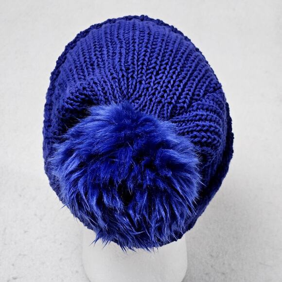 Love Your Melon Vibrant Blue Beanie Knit Pom Pom Hat Winter Gorp Ski Snow USA - Picture 3 of 6